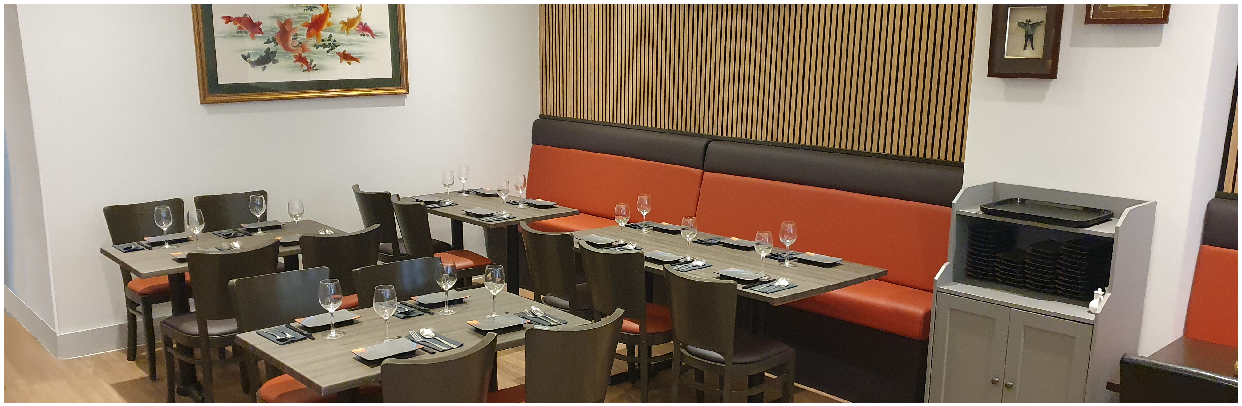 Tables in the L.A Orient Restaurant set ready for customers
