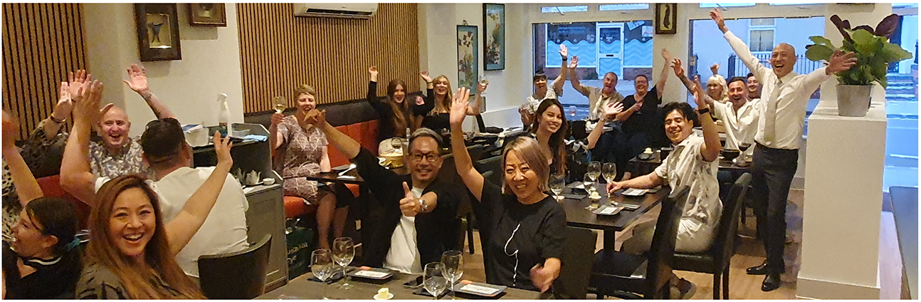 L.A Orient Restaurant with customers cheering