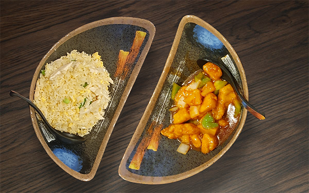 Chicken Fried Rice with Sweet & Sour Chicken Hong Kong Style